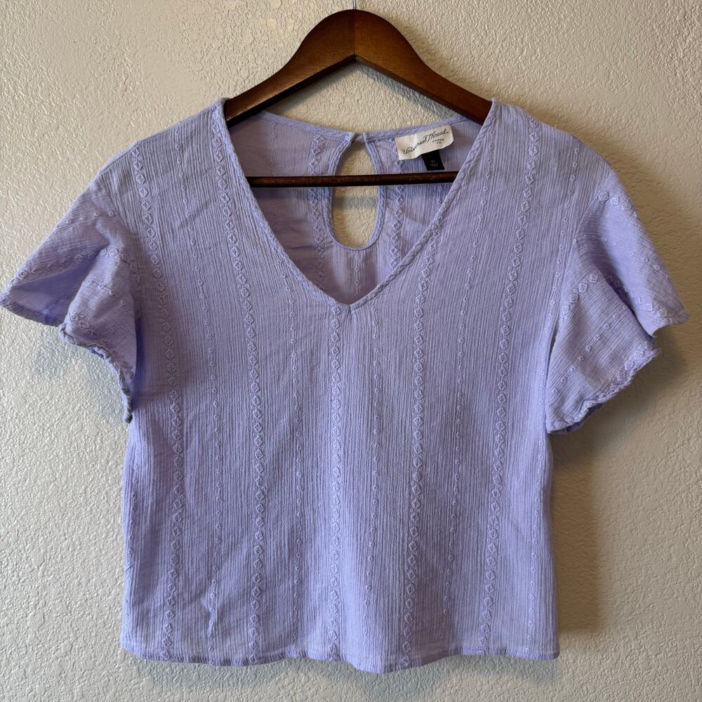 Universal Thread Lavender Embroidered Flutter Sleeve Blouse XS